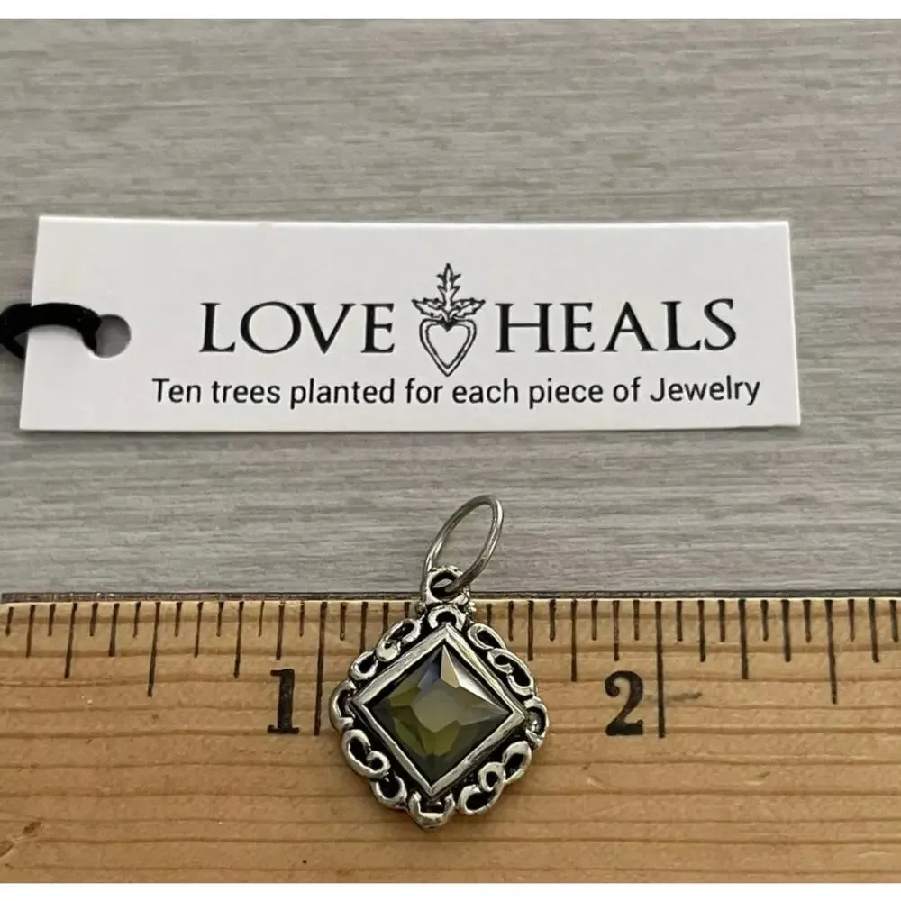 Love Heals Olive Green Prism Mirror Charm White Bronze Ojai CA LH33